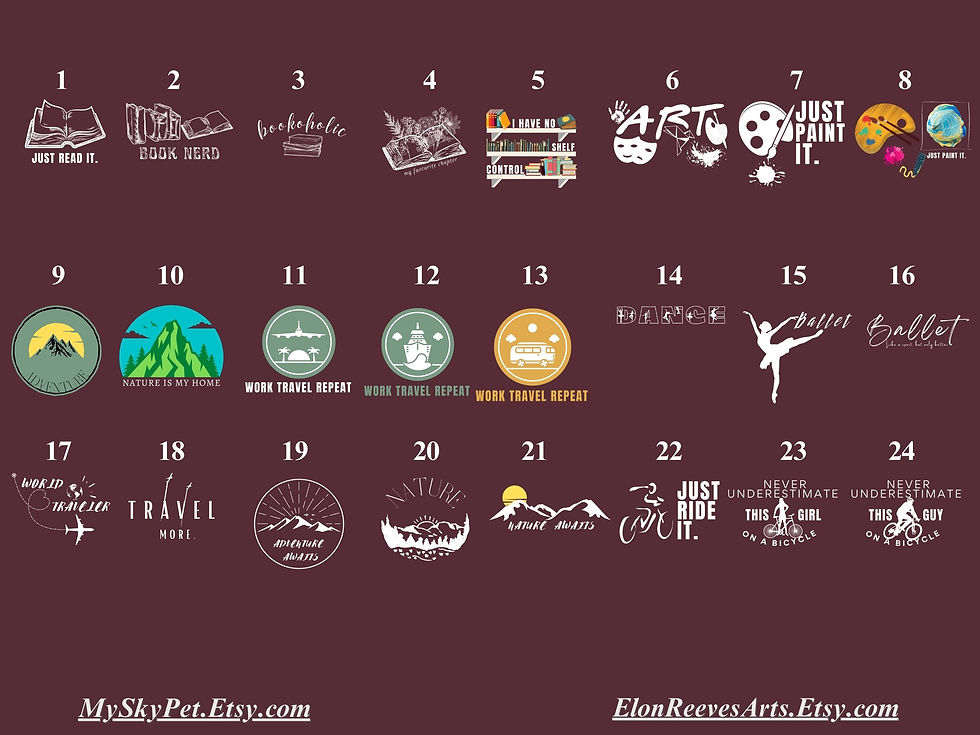 Thumbnail: 25 Hobby Bundle Set Book Lover SVG, Bookworm, Outdoors -Commercial Use