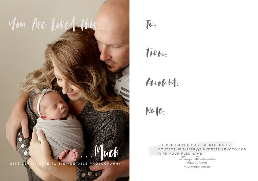 Parent gently holding a newborn during a Tiny Details Photography session, showing the calm, guided experience