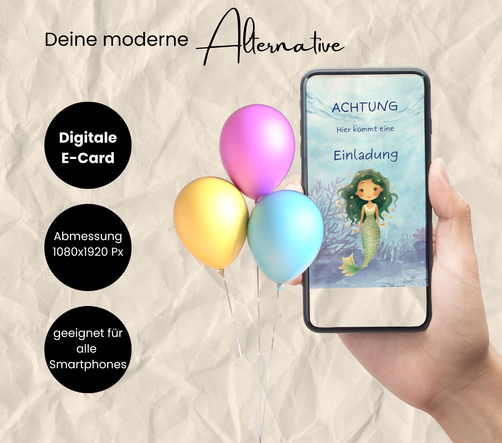 Digitale Einladung Meerjungfrau