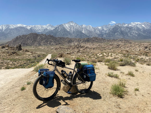 Nua Terra adventure gravel titanium bike with Pinion gearbox, Gates belt drive and extra wide 650bx70mm tires