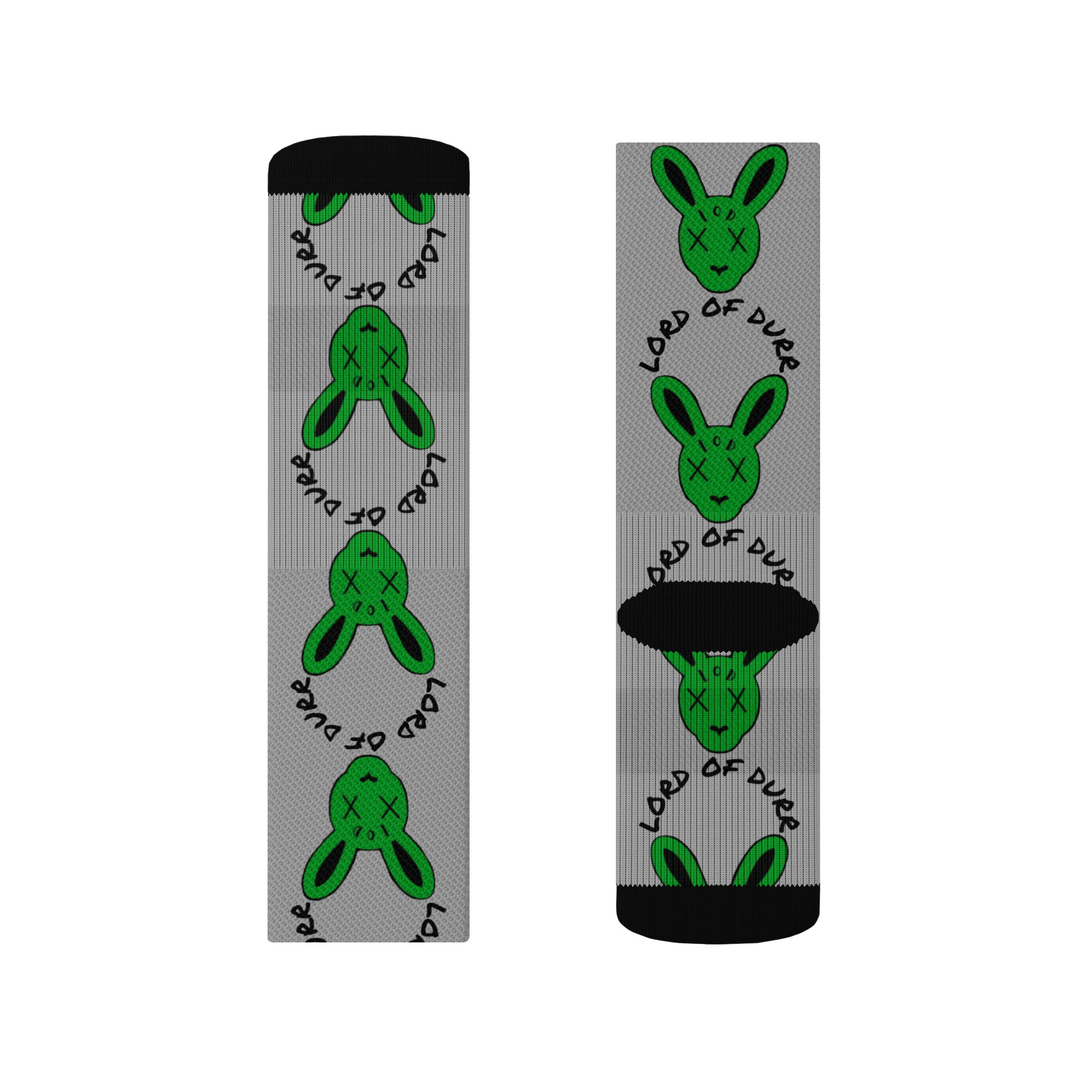 Green rabbit socks with 'Luck of the Irish'