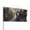 Thumbnail: Hooded rabbit character flag, urban backdrop
