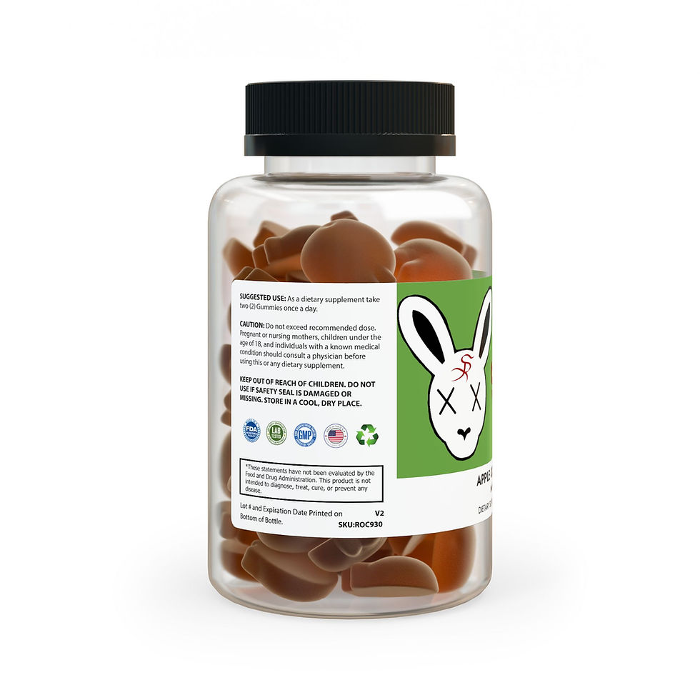 Bottle of brown gummy candies