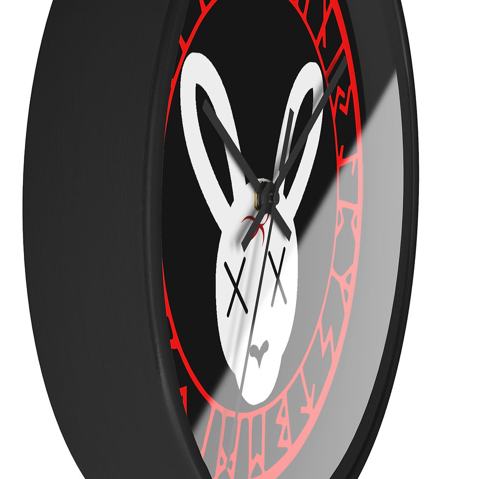 Black wall clock with rabbit design