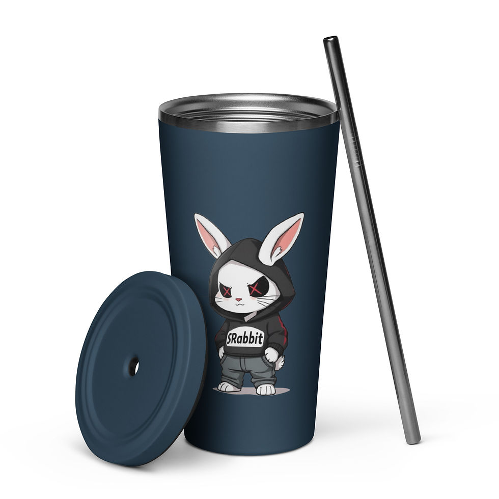 Thumbnail: Anime bunny stainless steel tumbler with lid and straw