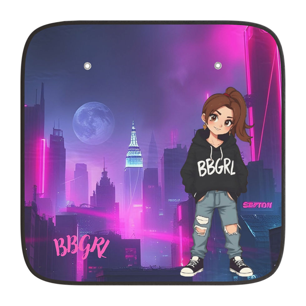 BBGRL Pink City Car Sun Shades: Anime girl in neon city