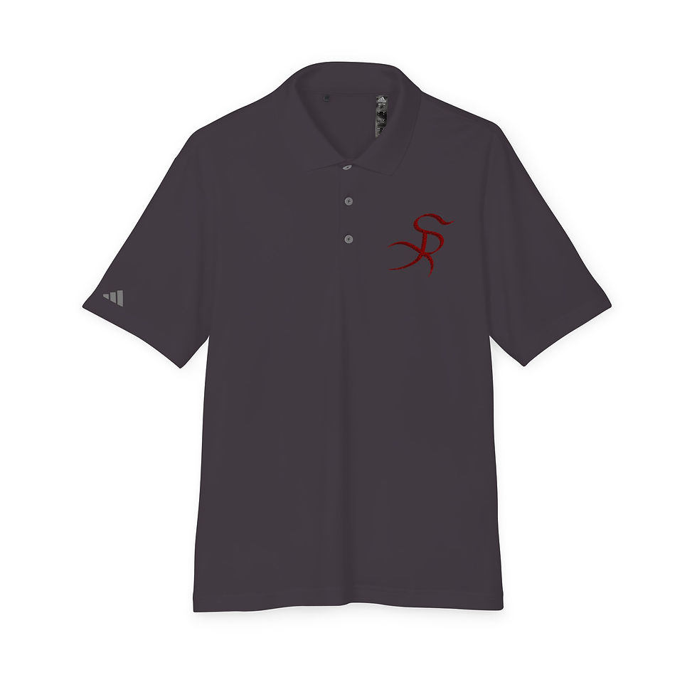 Thumbnail: Dark gray polo shirt with red logo