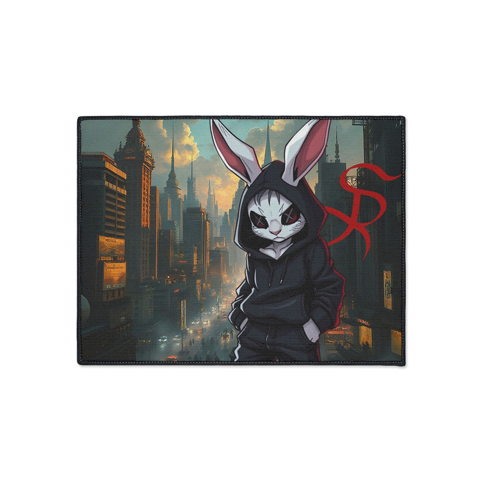 Anthropomorphic rabbit in city