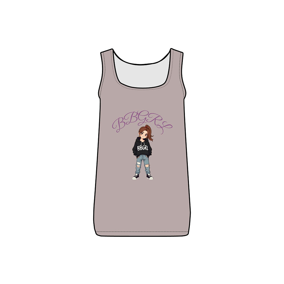 Thumbnail: Gray tank top featuring girl cartoon and "The Pink Rover" text