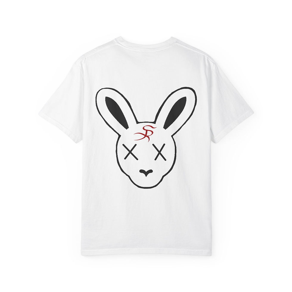 White T-shirt featuring a cartoon bunny design