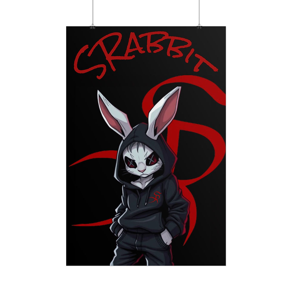 Thumbnail: SRabbit poster: white rabbit in hoodie