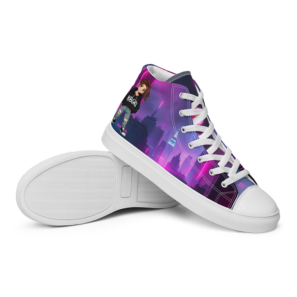 Thumbnail: Women's high-top canvas shoes with vibrant illustration