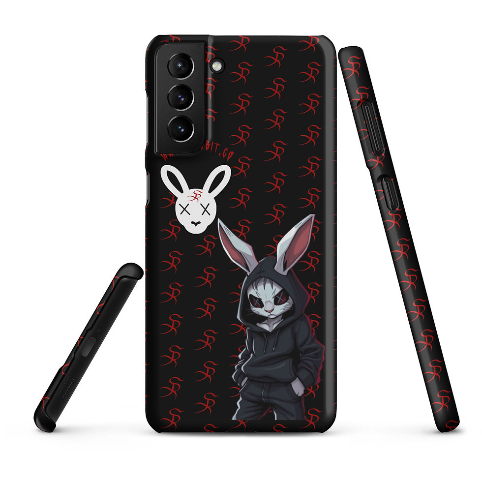 Thumbnail: Black phone case with edgy rabbit graphic