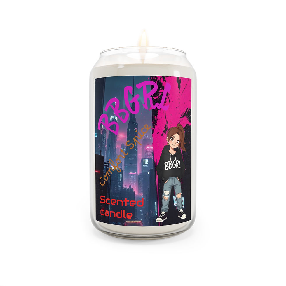 Big Pop Scents candle with city illustration