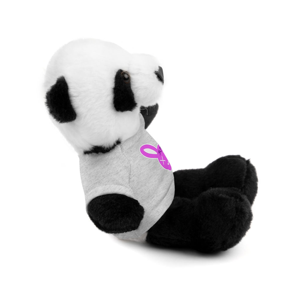 Thumbnail: Adorable panda plush toy, wearing a grey shirt