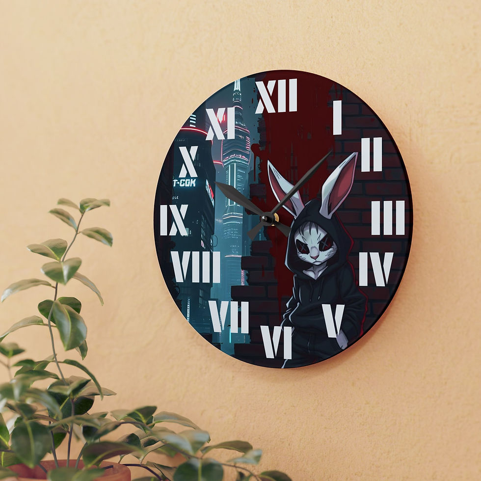 Thumbnail: Round clock featuring rabbit design