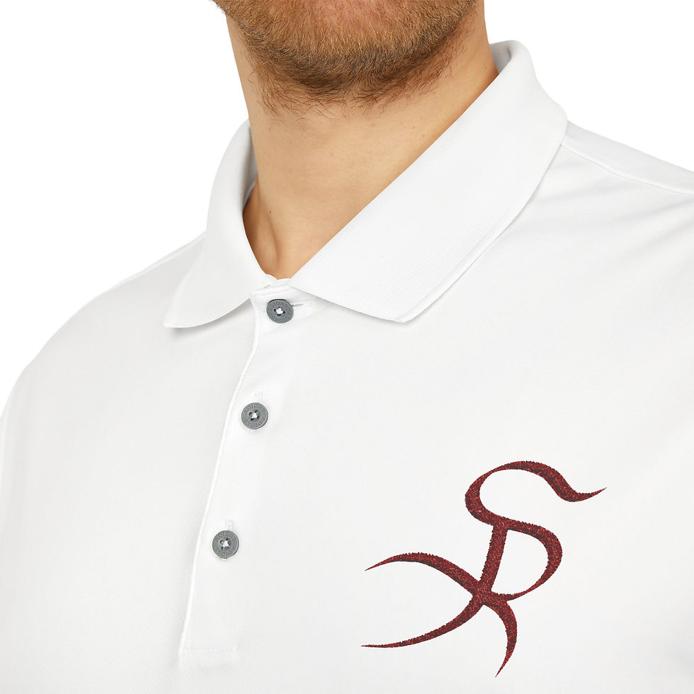 Thumbnail: White polo shirt with maroon logo