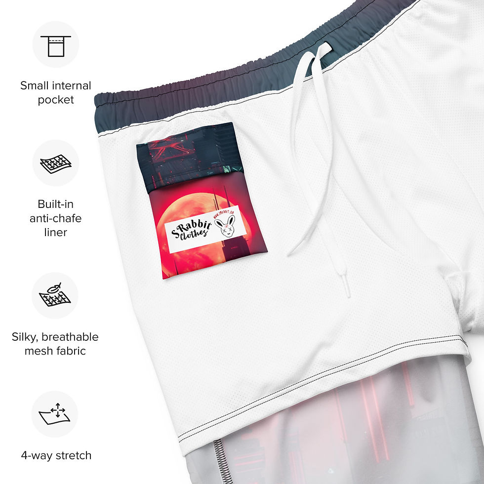 Thumbnail: Men's SRabbit Red Moon swim trunks: silky, breathable mesh fabric with small internal pocket
