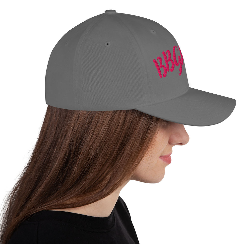 Thumbnail: Woman wearing gray cap with pink BIGGIE text