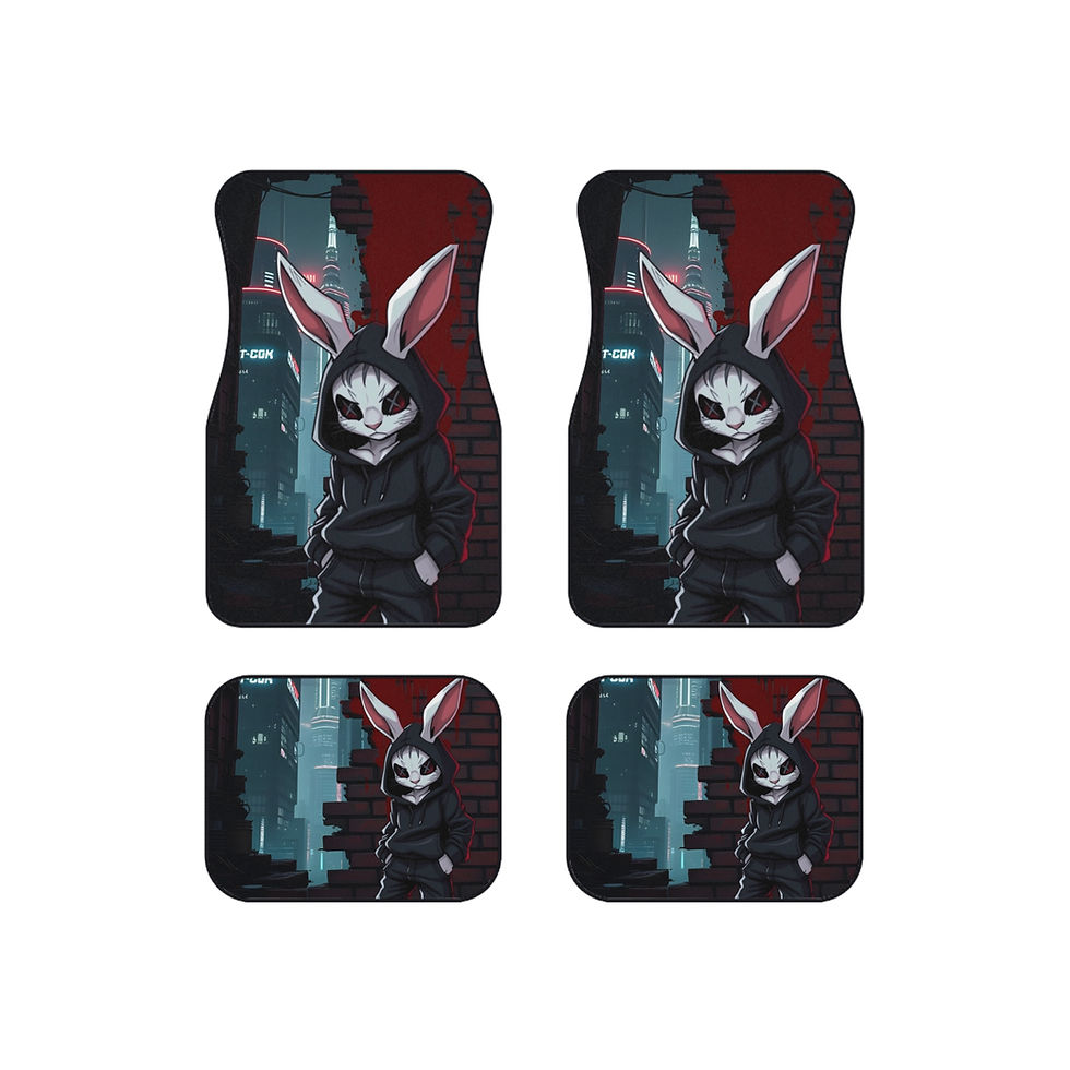 Creepy rabbit car mats: front and rear set