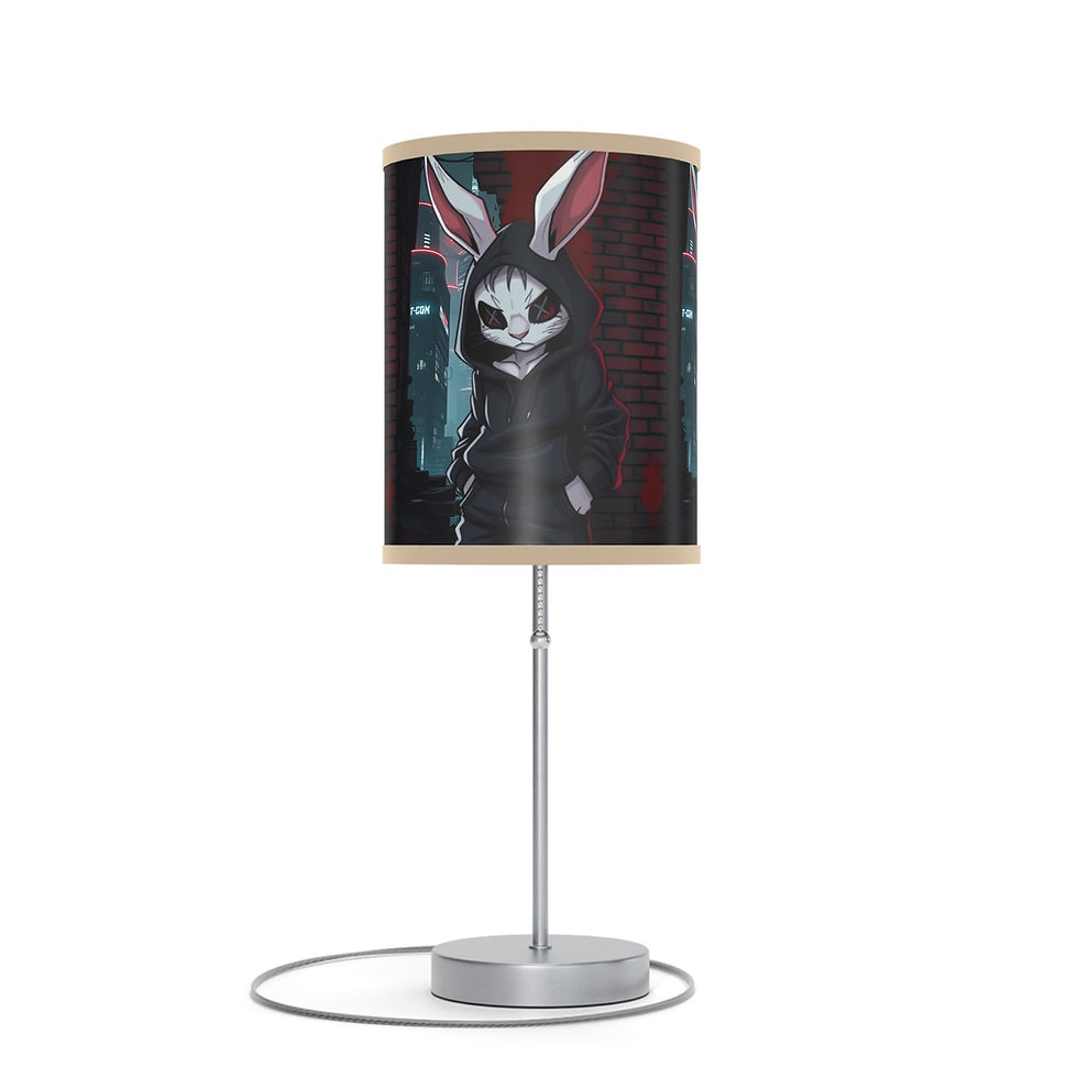 Menacing bunny lampshade table lamp