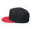 Thumbnail: Black snapback hat with red brim and subtle logo