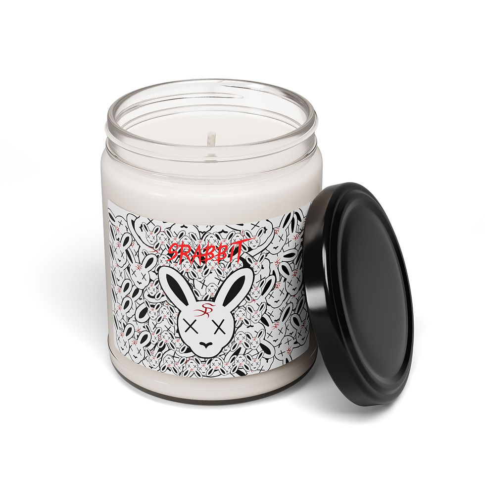 SRabbit candle with bunny graphic