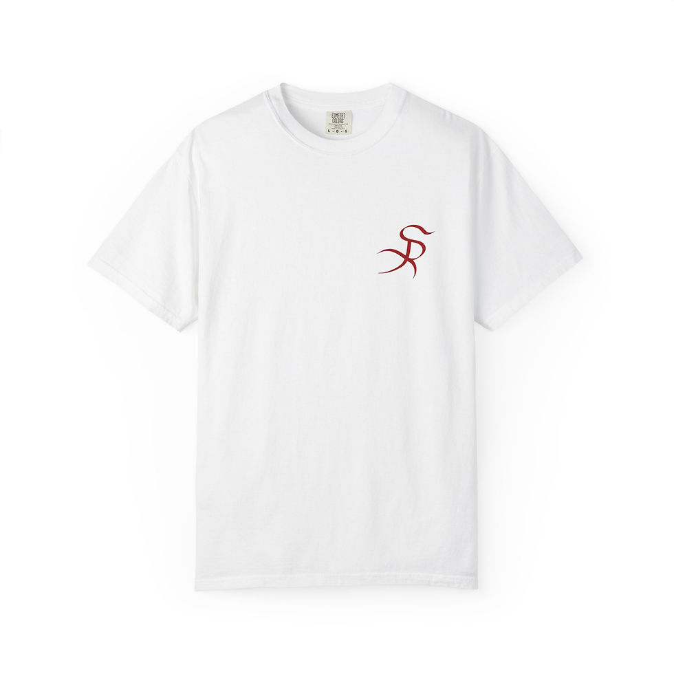 White Srabbit tee shirt with red logo
