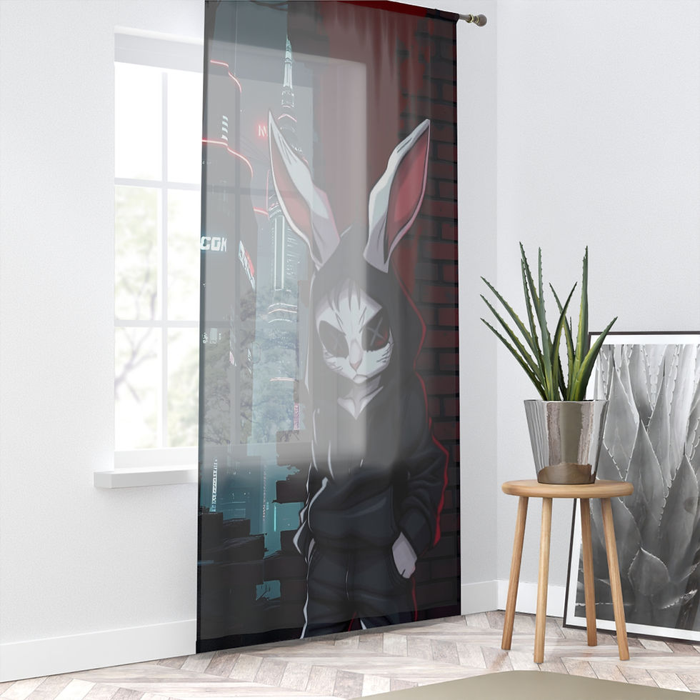 Mysterious rabbit sheer curtain