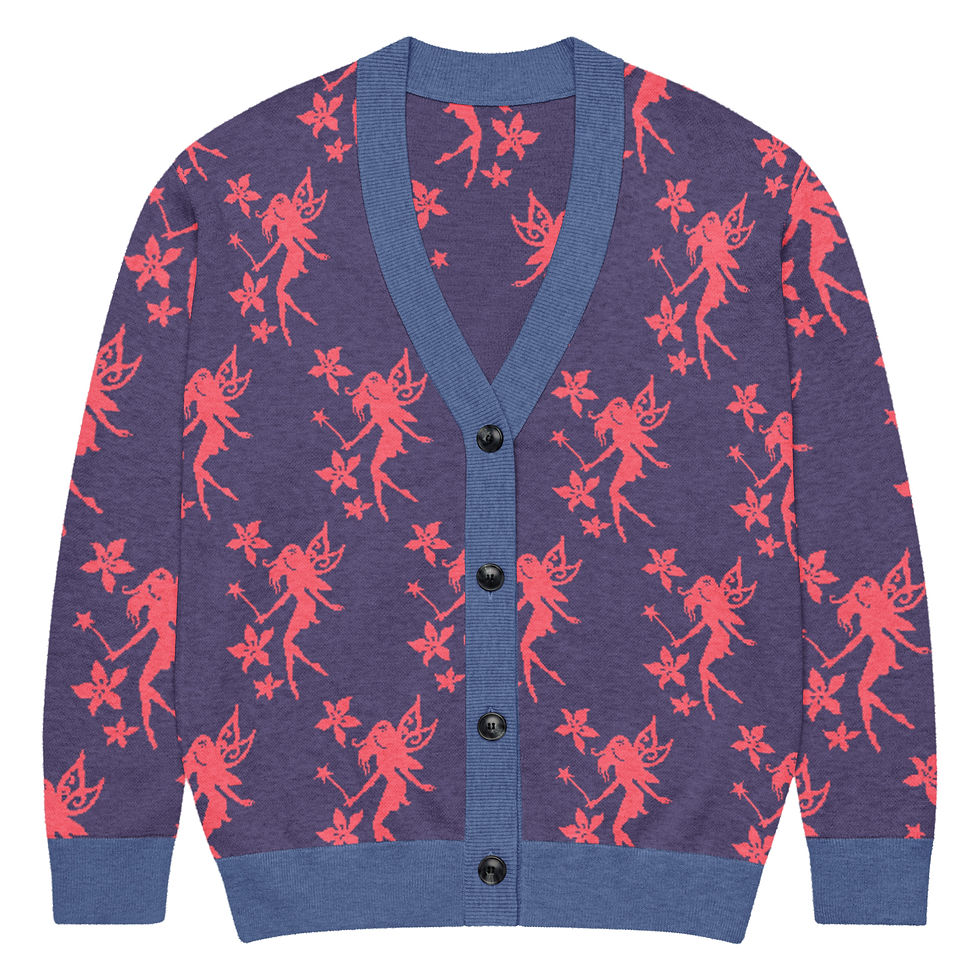 Thumbnail: Purple fairy cardigan with pink fairies
