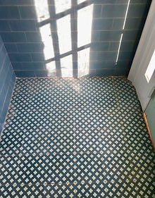 clover cement tile foyer teal and mint