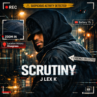 Album Cover for track Scrutiny by AI singer J Lex K