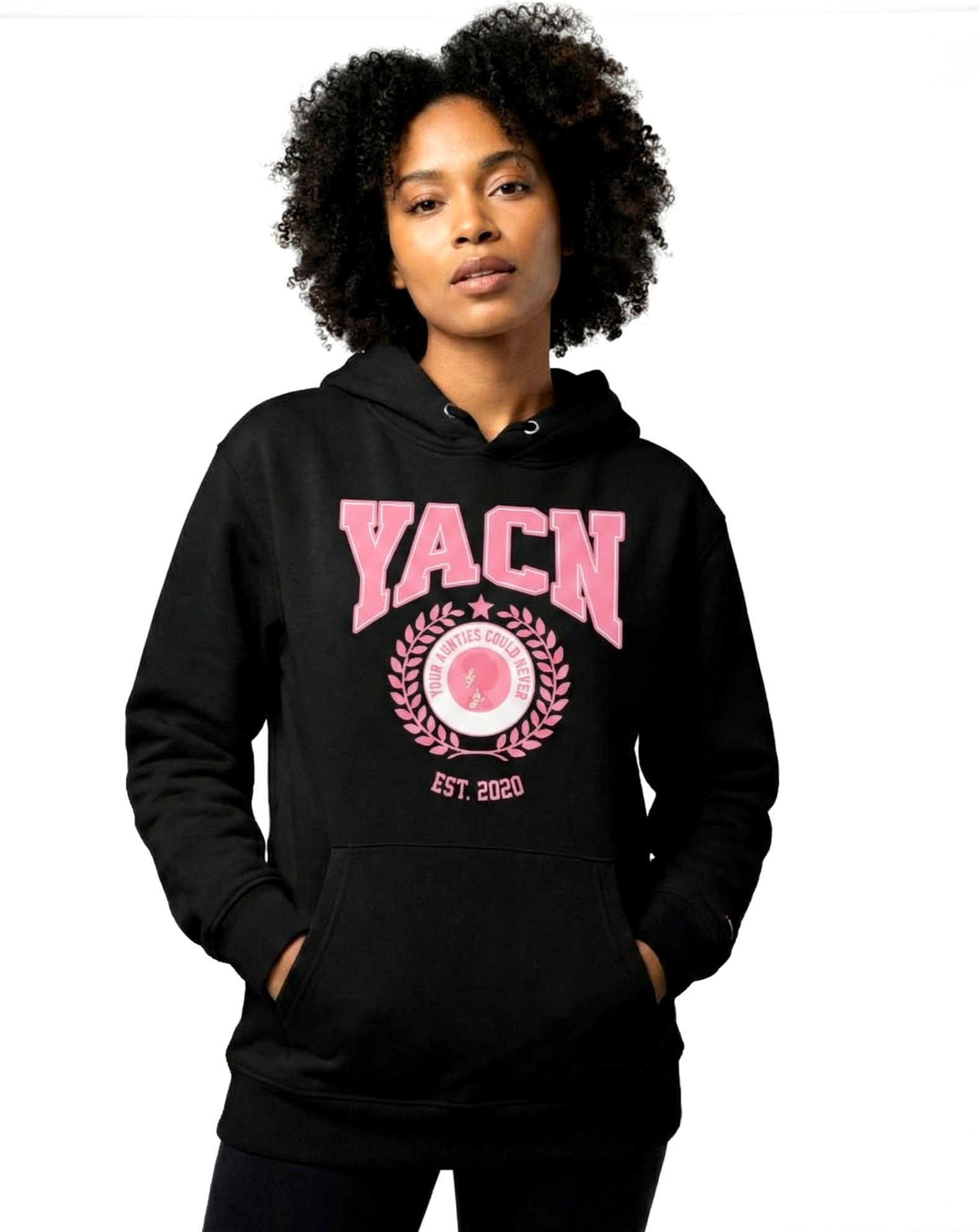 "YACN" Pink College Hoodie | Heavyweight Unisex