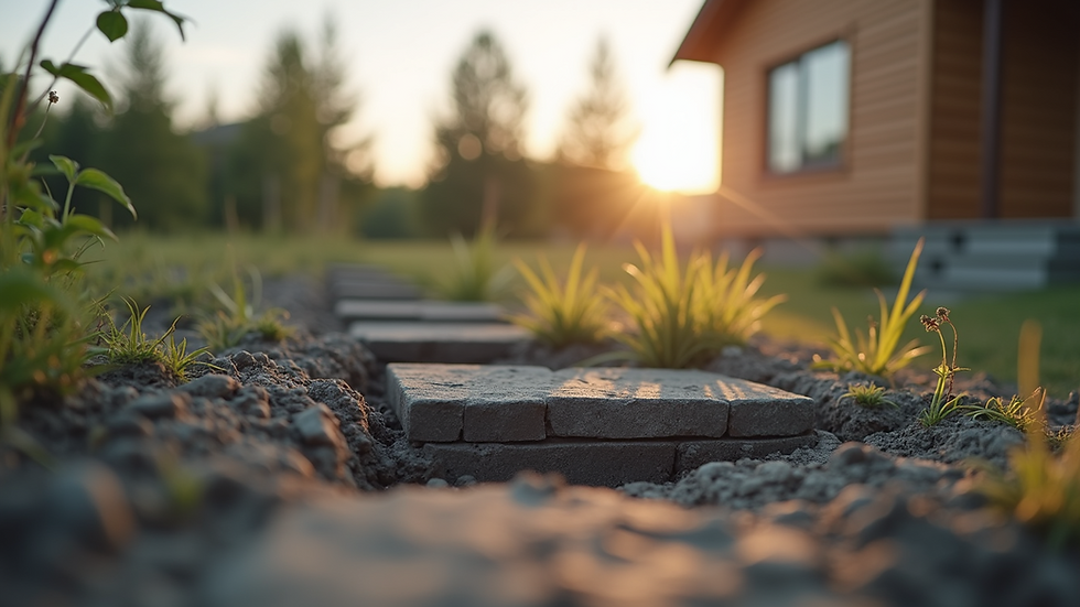 Close-up view of a house foundation