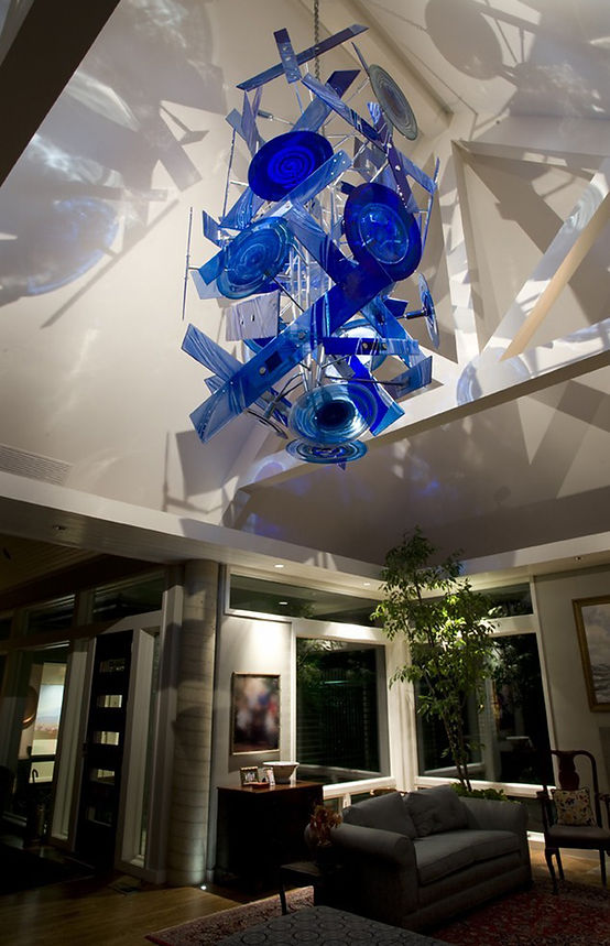Blue Pearl, Glass and Steel
