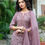 Thumbnail: Dusty Lavender Silk Women Sweetheart Neck Neck Kurta Set