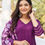 Thumbnail: Dark Purple Pure Silk Kurta Suit Set