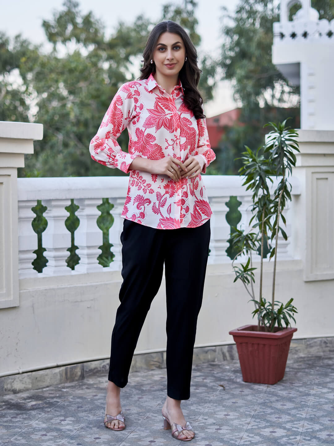 Women 2 Piece Rayon Off White Co-Ord Set