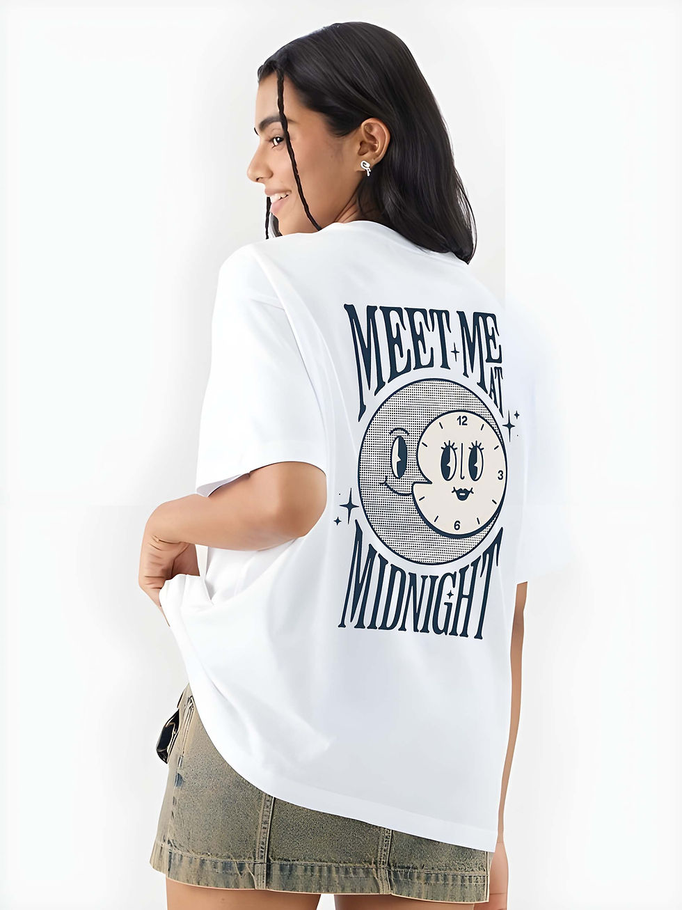 Thumbnail: Women Meet me Printed Oversized T-shirt