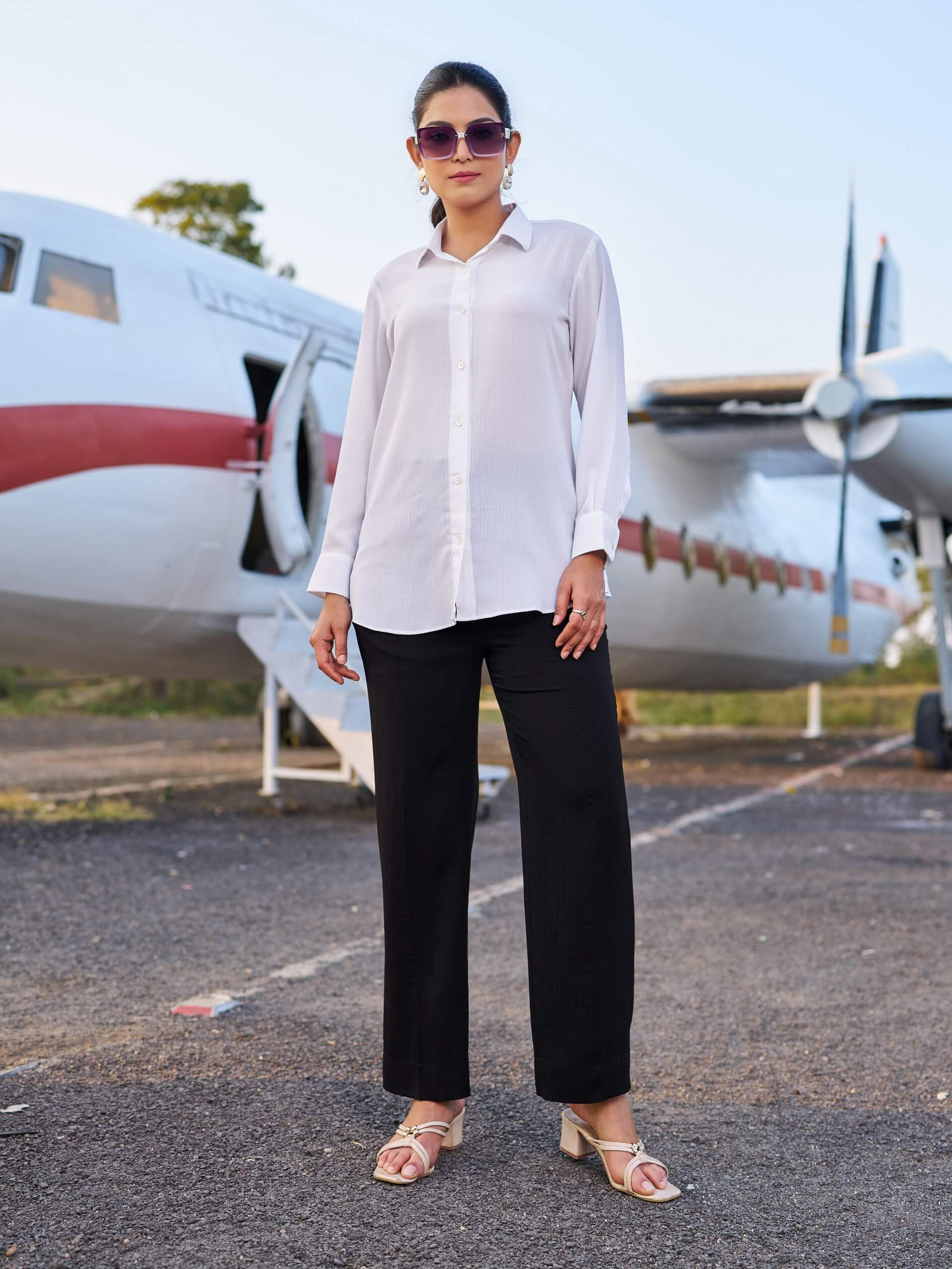 Women Pure Silk White Color 2 Piece Co-ord Set