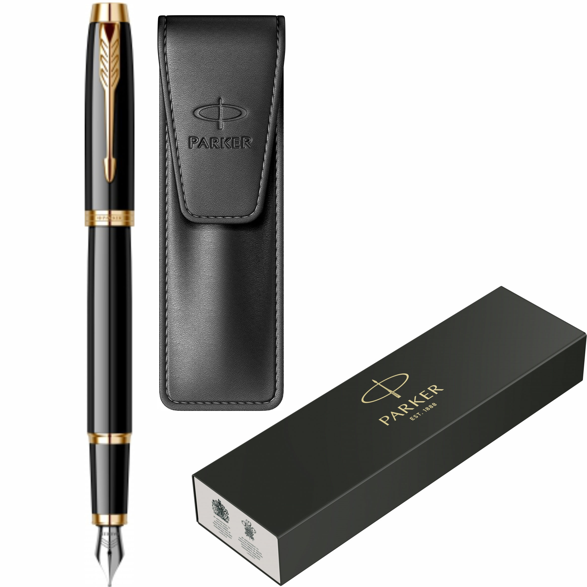 Stilou IM Royal Black Lacquer GT cu Etui piele nappa Parker