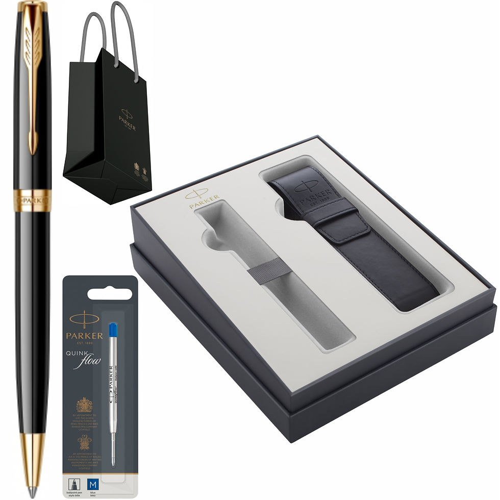 Pix Parker Sonnet Royal Black GT cu Rezerva Pix, Cutie Etui Focus si Punga