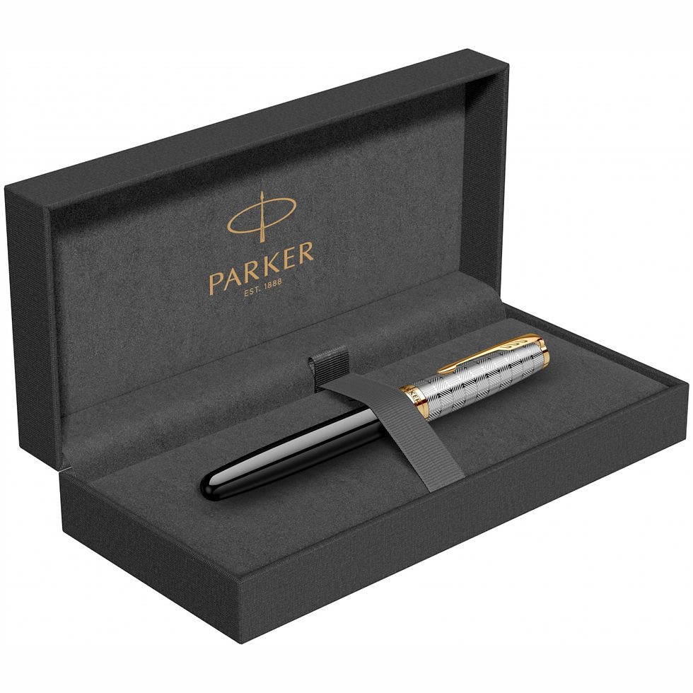 Miniatură: Stilou Sonnet Royal Metal & Black GT cu penita din aur 18k  si etui Leather