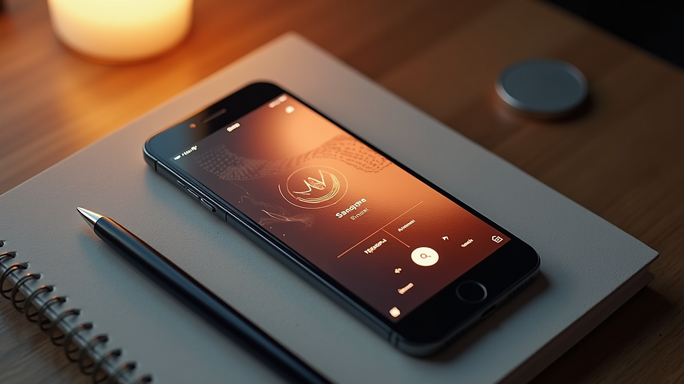 High angle view of a smartphone displaying a copper design app interface
