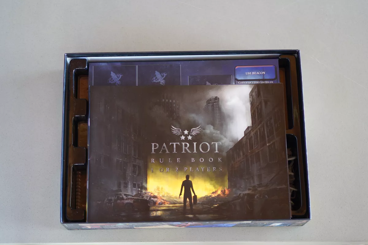 An open Patriot game box