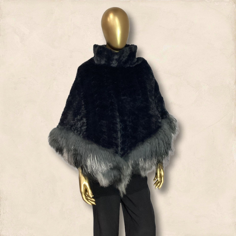 Mongolian Lamb Faux Fur Poncho