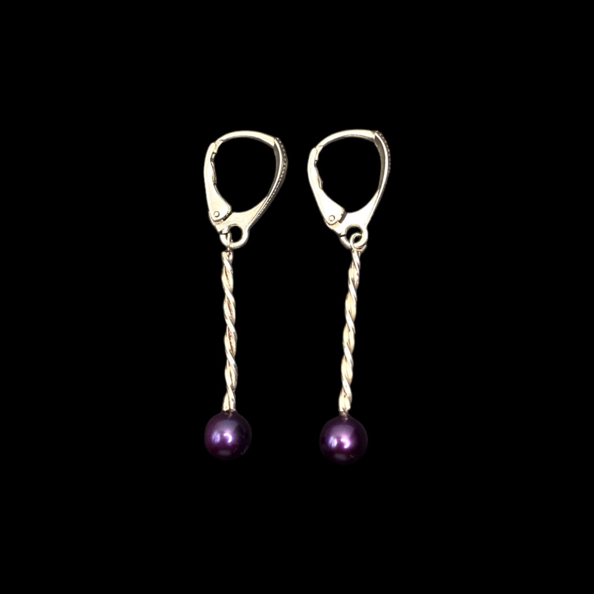 Purple Freshwater Pearl Twist Earrings