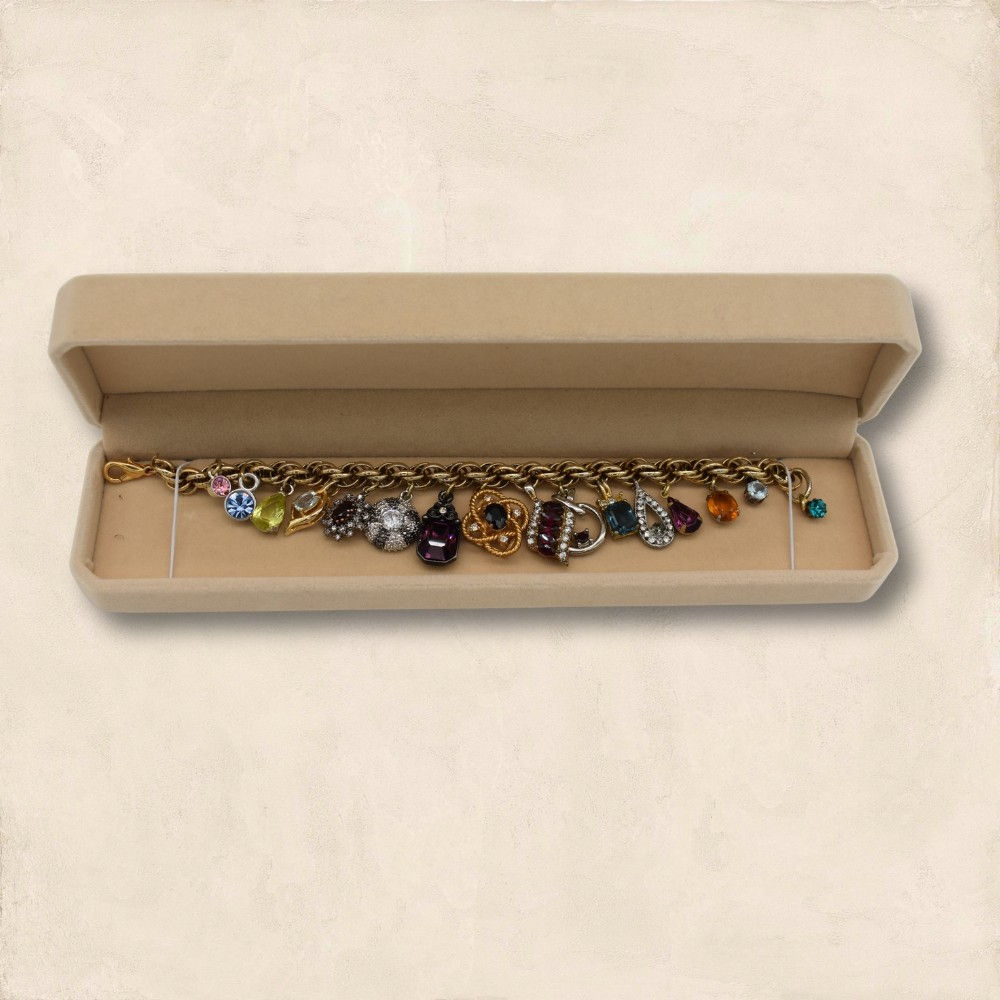 Vintage Rhinestone Charm Bracelet