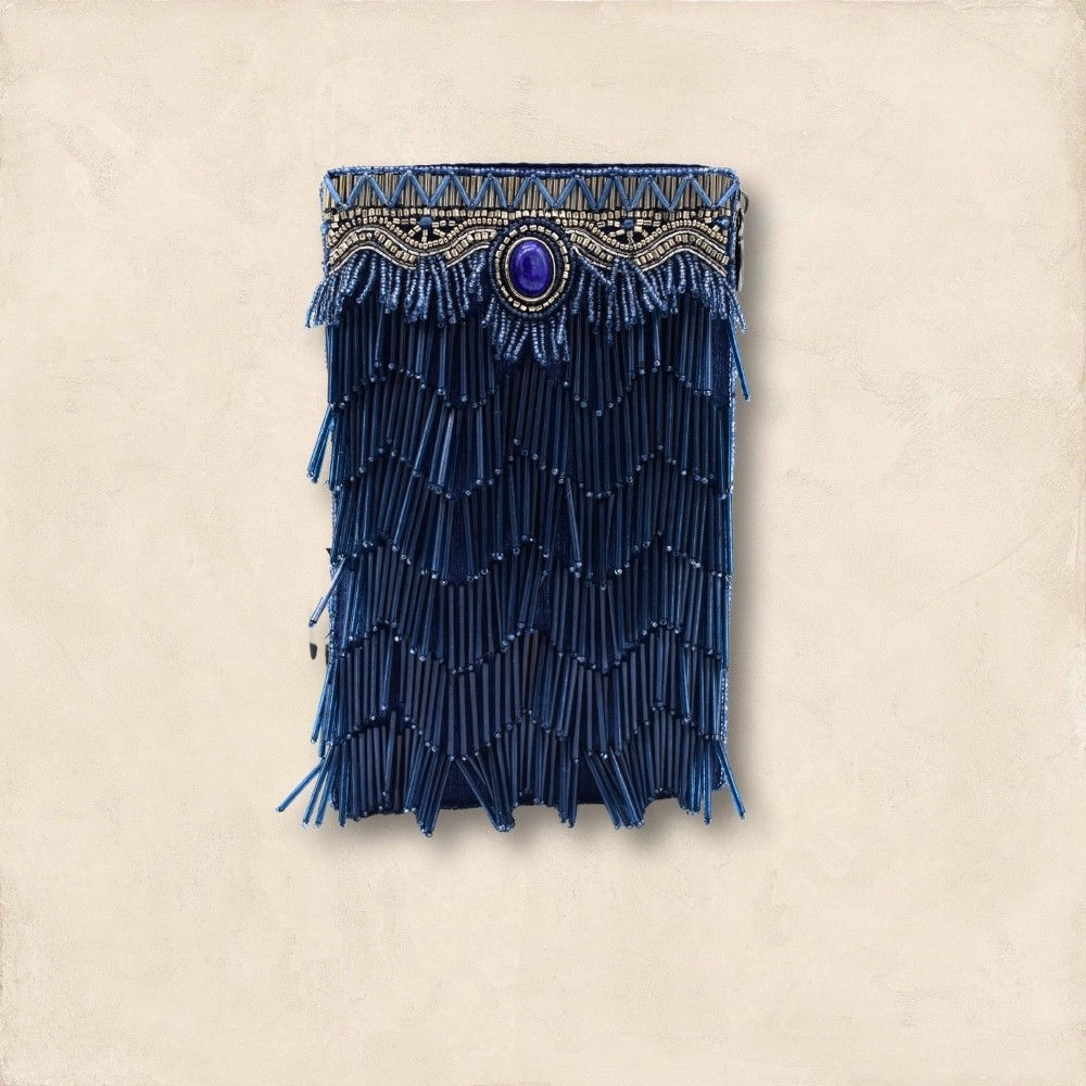 True Blue Precious Stone with Fringe Crossbody Phone Handbag