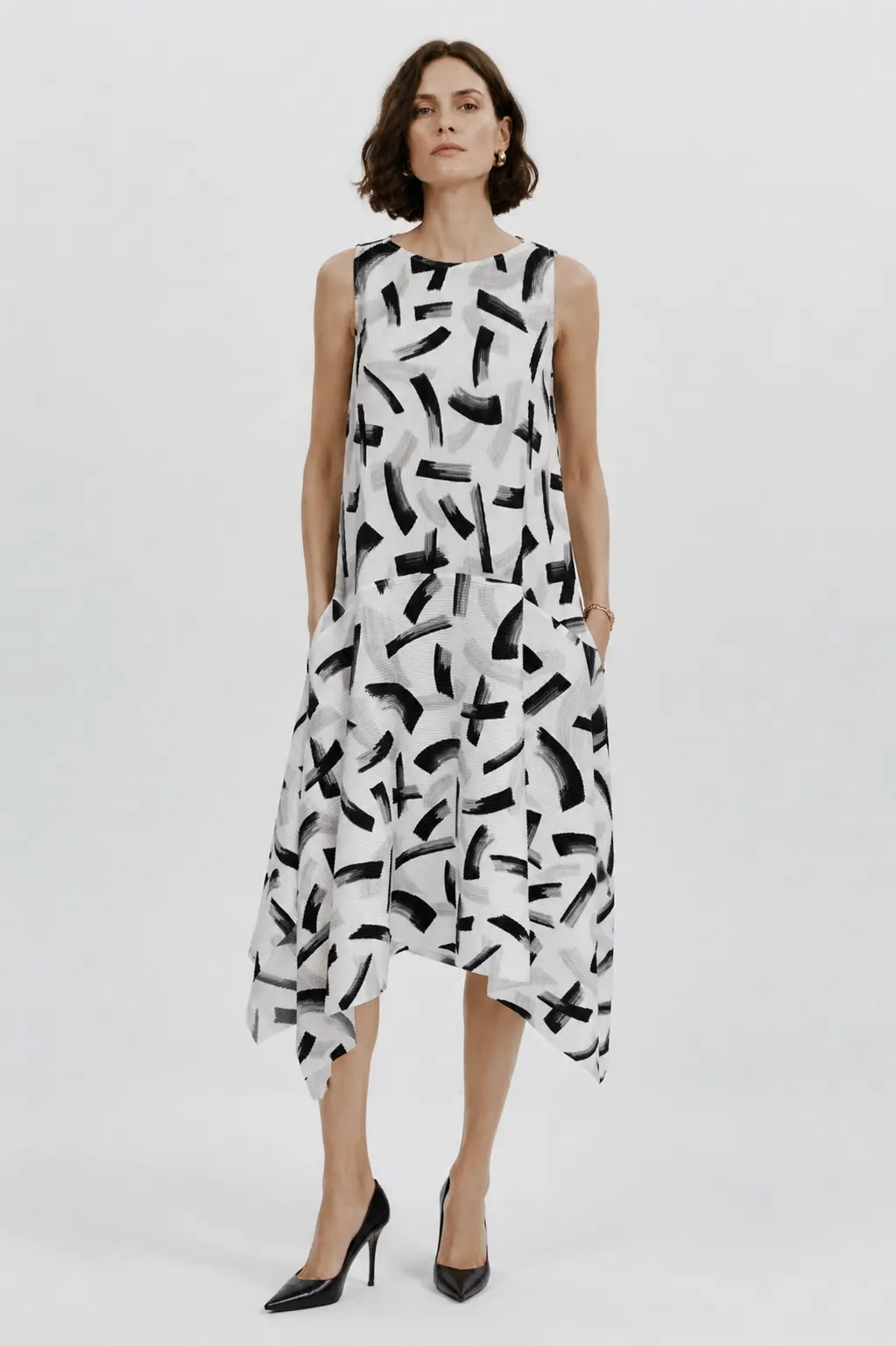 Abstract Print Handkerchief Dress 
